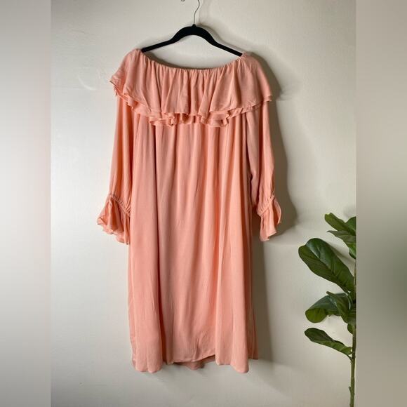 Soft Surroundings Gauze Off Shoulder Dress Bossa Nova Pink Easter Plus size‎ - Picture 5 of 6
